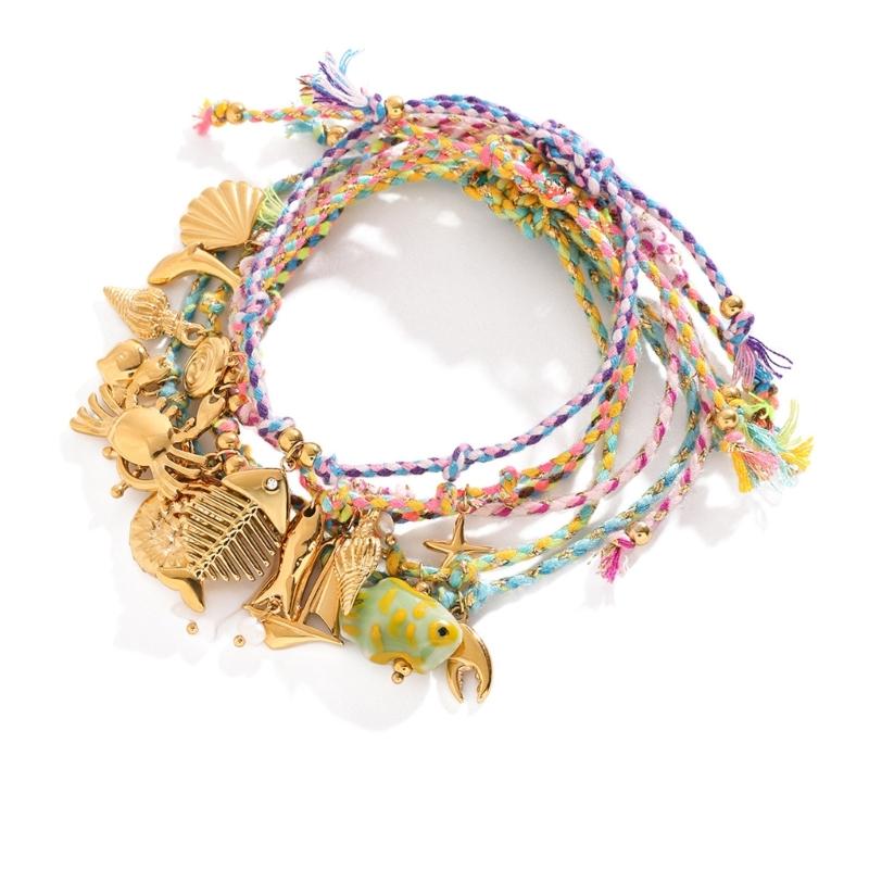 Handgemachtes Seilarmband mit Wellenmuster im maritimen Stil, verziert mit einer Seesternperle und verstellbarem Knotenverschluss, für Modebewusste