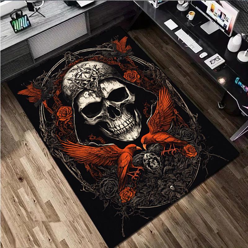 1Pc Skull Rug - Home Carpet Office Decorative Carpet For Living Room Bedroom Door Mat Floor Rug Computer Chair Area Rug