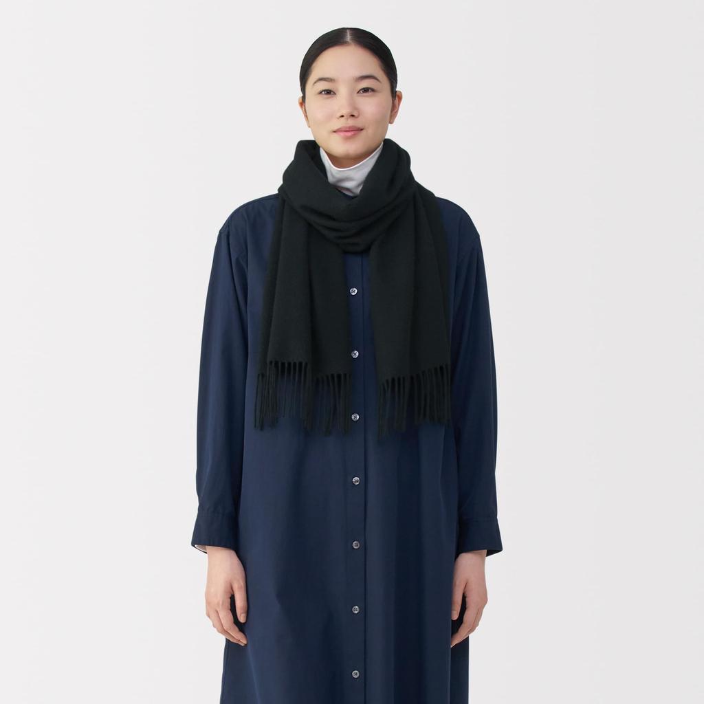 MUJI Fluffy Wool 35 X 180cm Scarf, Unisex, Adult, DD0IOA5A, Black,