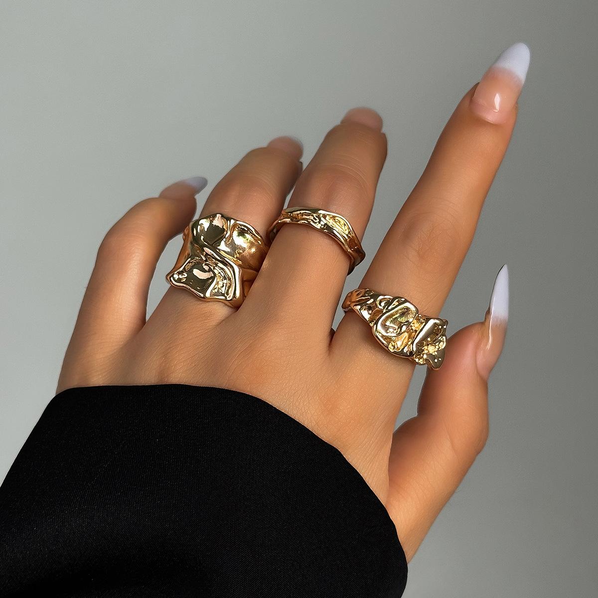 

3Pcs Colorful Zircon Crystal Wide Rings Set for Men Women Vintage Metal Elegant Inlaid Rhinestone Finger Rings Jewelry Gifts