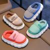 Children's cotton slippers for boys, winter plush and thickened, girls' furry parent-child anti-slip baby down fabric waterproof cotton shoes