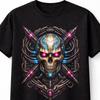Cyber Skull Neon Sci Fi Gamer Cyberpunk Graphic Black Unisex TShirt