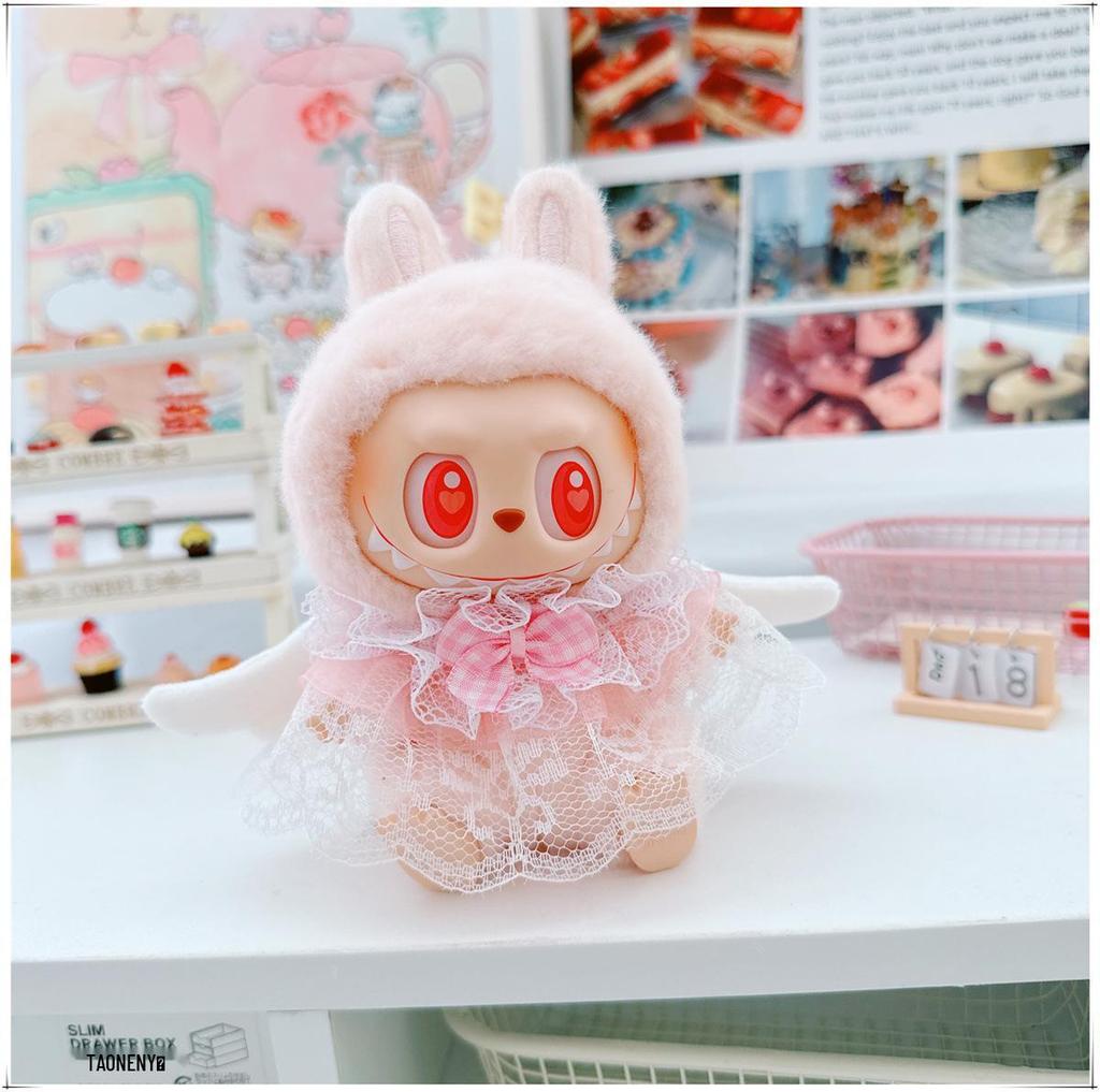 First, Second, and Third Generation Labubu Doll Clothes & Accessories Set: Includes 17cm and 10cm Doll Clothes, Crossbody Bag, and Hair Clip.