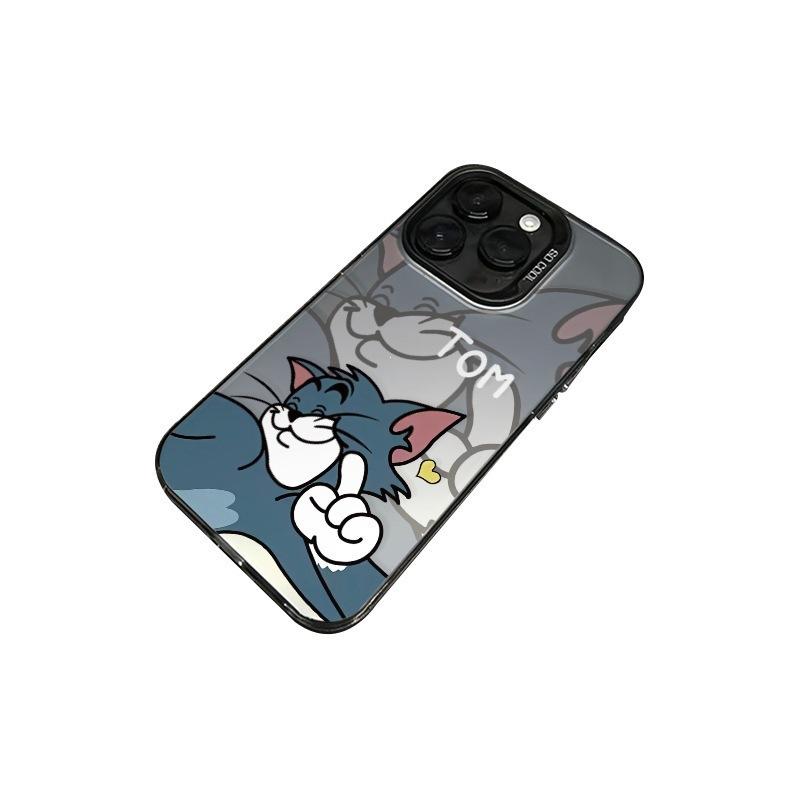 Cartoon Tom Cat Apple 13 Mobile Phone Case Frosted Colored Silver 15promax Case Huawei meta60Pro Redmi K60