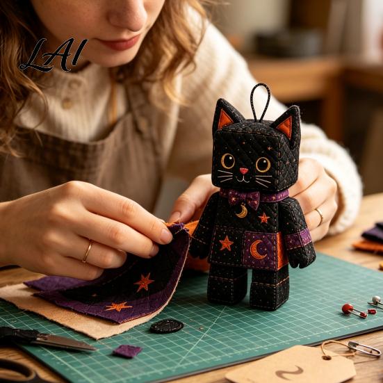 Handmade Christmas Tree Ornaments Halloween Rag Doll DIY Kit Patchwork Sewing Craft Set with Decorative Figure Kits Pre-Cut Fabrics Beginner-Friendly