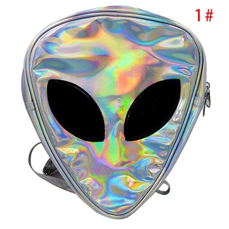 Triangle 3D Alien ET Head Face Designed Message Bag Shoulder Bag Laser Backpack