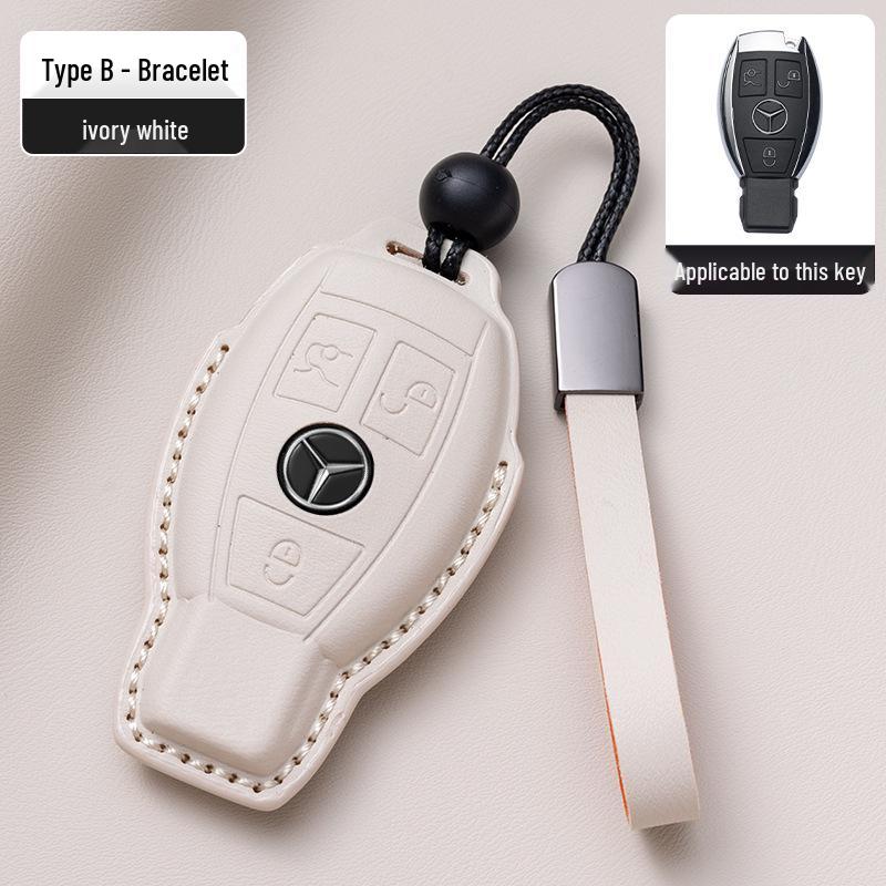 Mercedes-Benz Original Color Nappa Leather Key Case for GLE, GLAC200L, C260L, E300L, E-Class, S-Class, and C-Class.