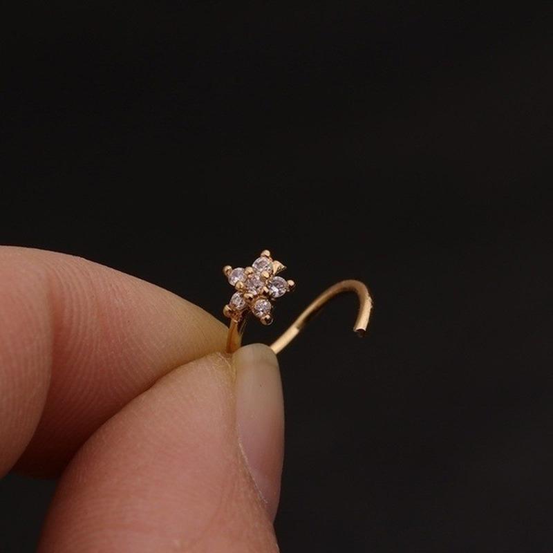 1 pezzo piccoli cerchi naso cerchio orecchino zircone fiore anello al naso micro-intarsiato zircone puntura