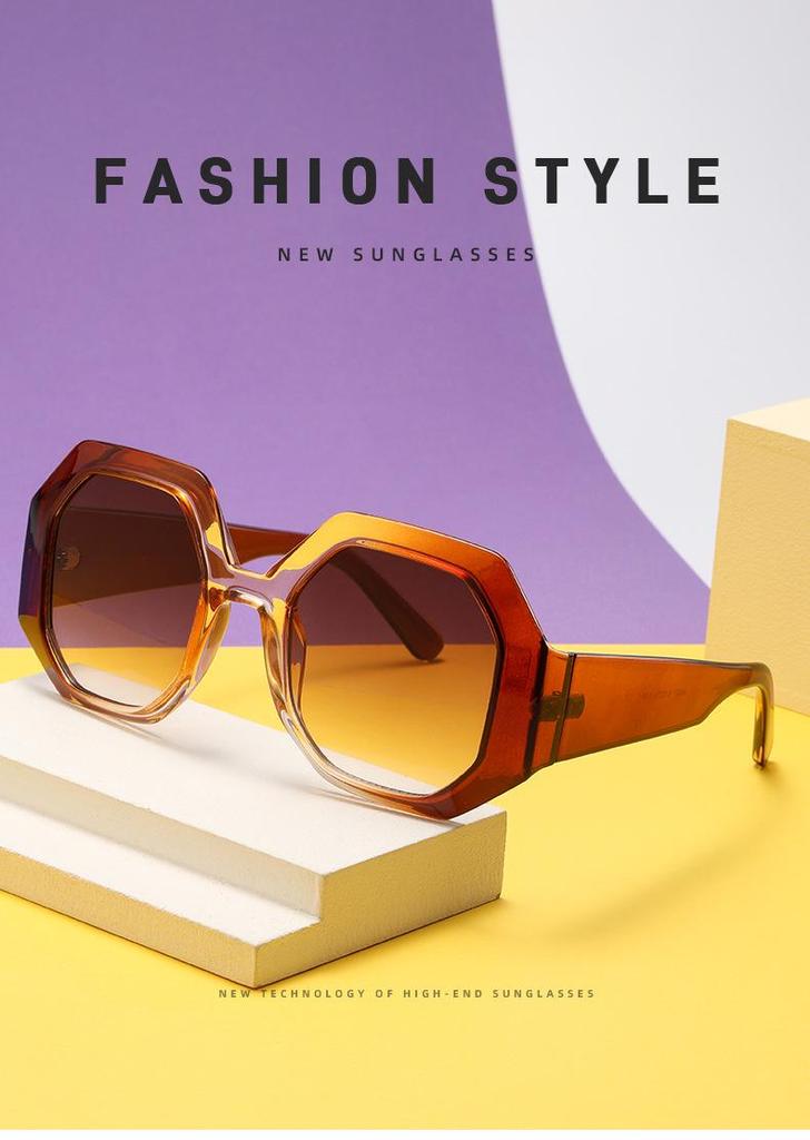 European & American Color Block Polygon Street Style Sunglasses