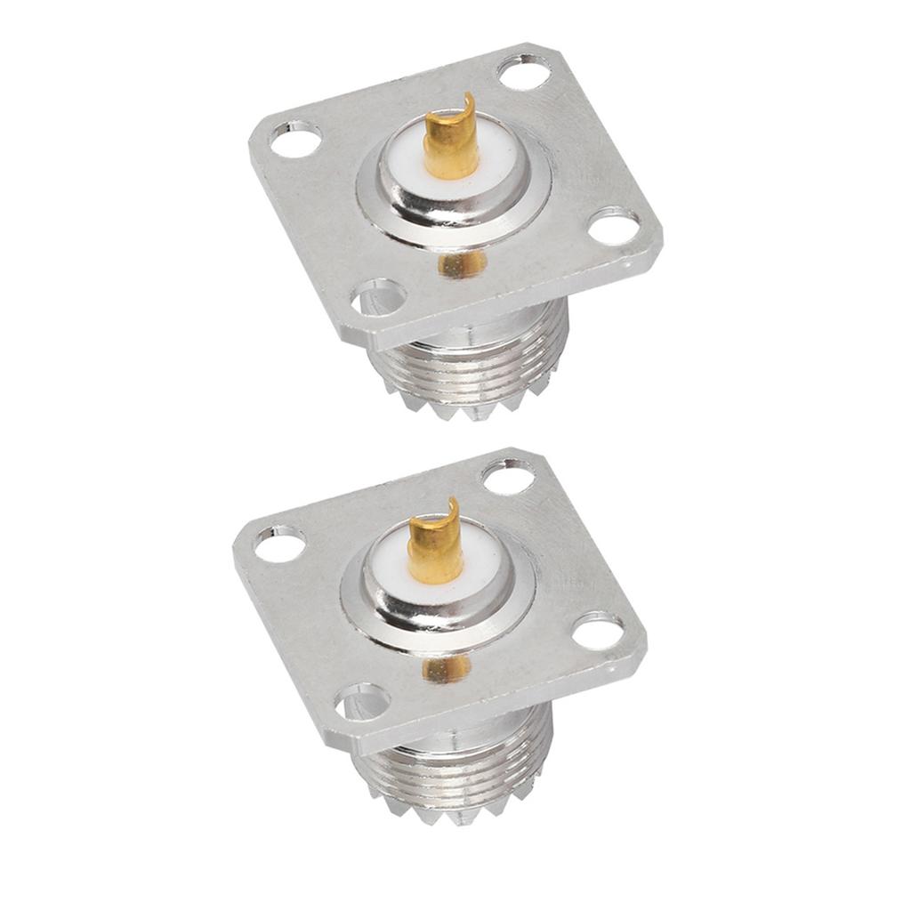 2PCS UHF Female SO239 4 Hole Socket Panel Chassis RF Coaxial Adapter Connector