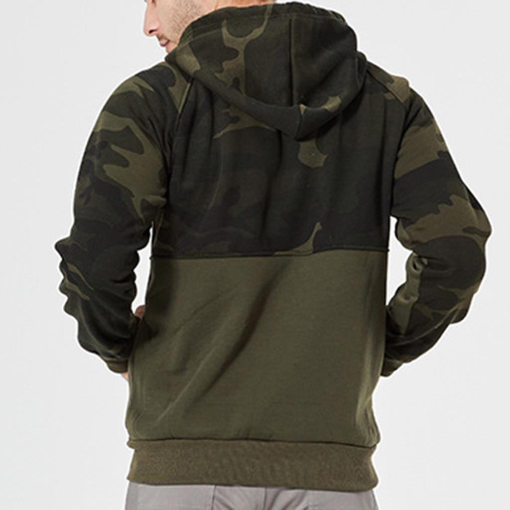 Men's Fashion Camouflage Sweatshirt Men's Drawstring Ribbed Closure Raglan-sleeves Hoodie
