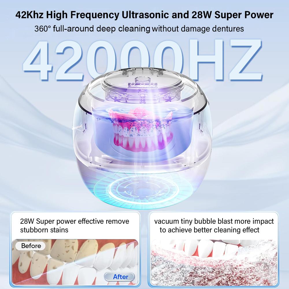 Ultrasonic Cleaner High Frequency Vibration Ultrasonic Denture Washing Bath for Denture Jewelry Watches Ultrasonic Clean Machine