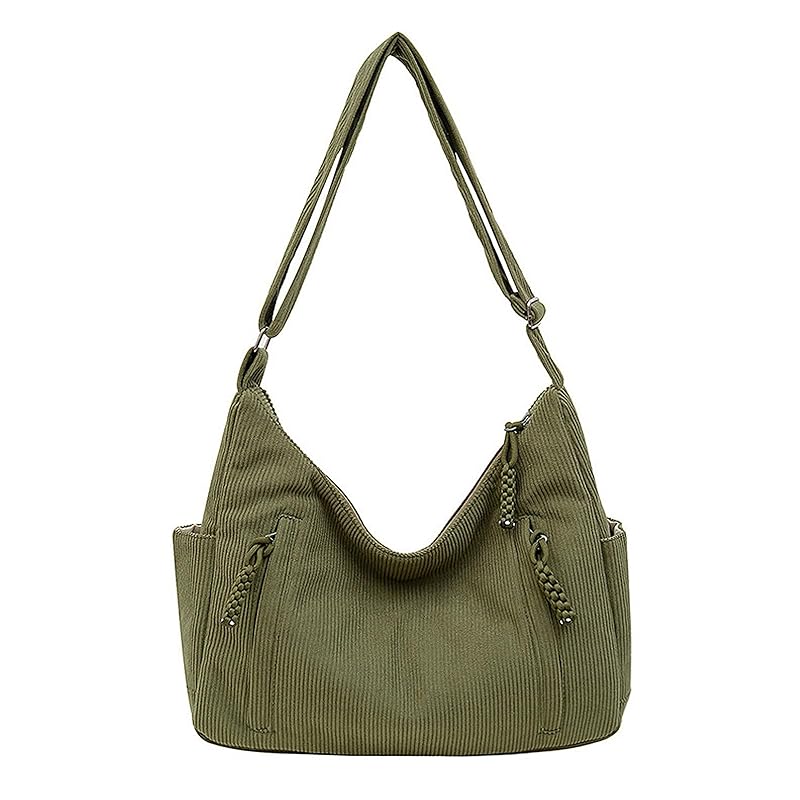 

[KALIDI] shoulder bag tote bag ladies shoulder bag Crossbody large capacity A4 Has an inside pocket corduroy eco bag With zipper Shoulder doesn t hurt