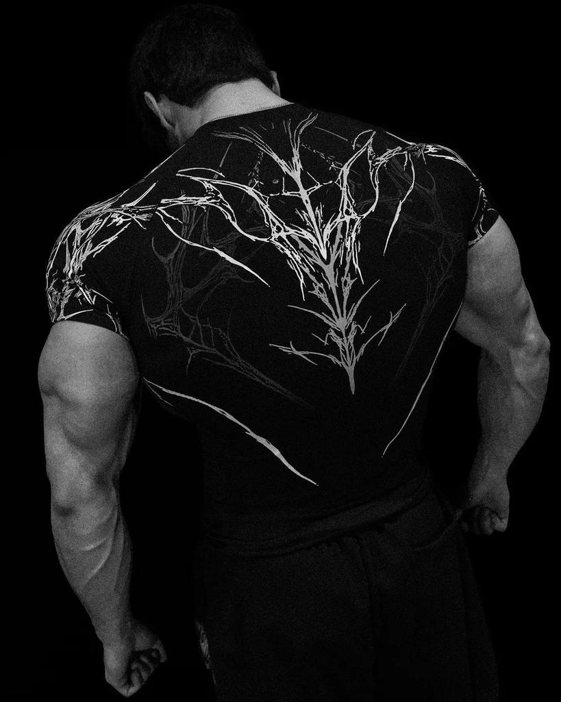 Tricou Fitness Breathedivinity pentru Bărbați cu Uscare Rapidă - Respirabil, Elasticitate Ridicată, Mânecă Scurtă, Compresie.