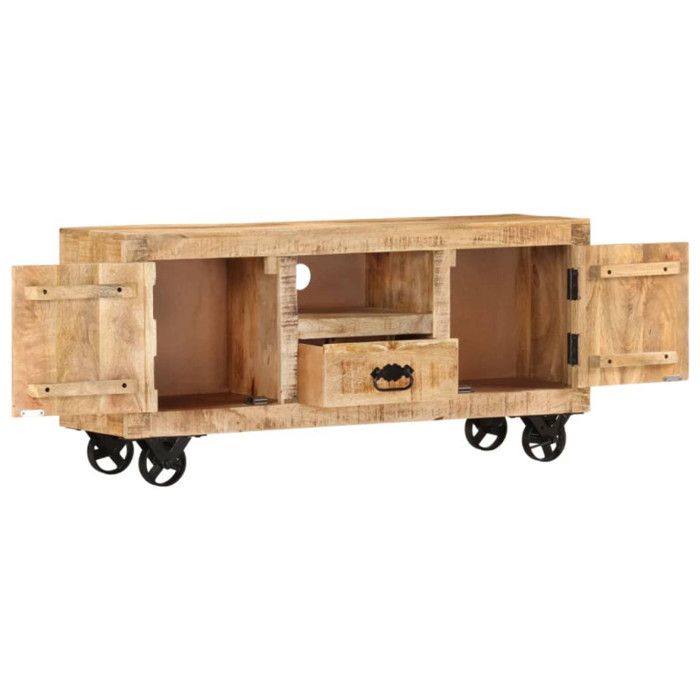 Meuble TV Industriel - VIDAXL - Bois de manguier brut - 110x30x50 cm
