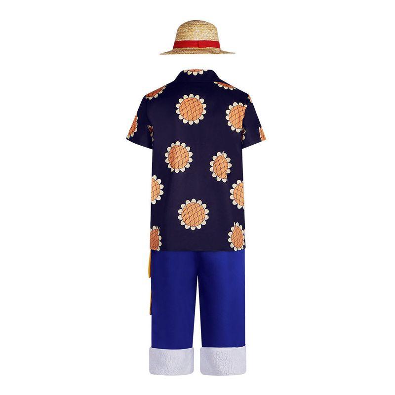 One Piece Cosplay Outfit Luffy Style Sunflower Short-Sleeve Casual Shirt Cosplay Costume Stage Performance Outfit