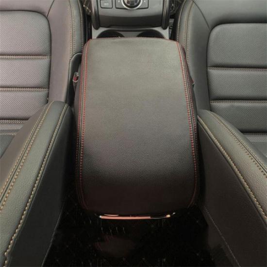 Black Leather Center Console Armrest Storage Box Cover for Mazda CX-5 2017-2024
