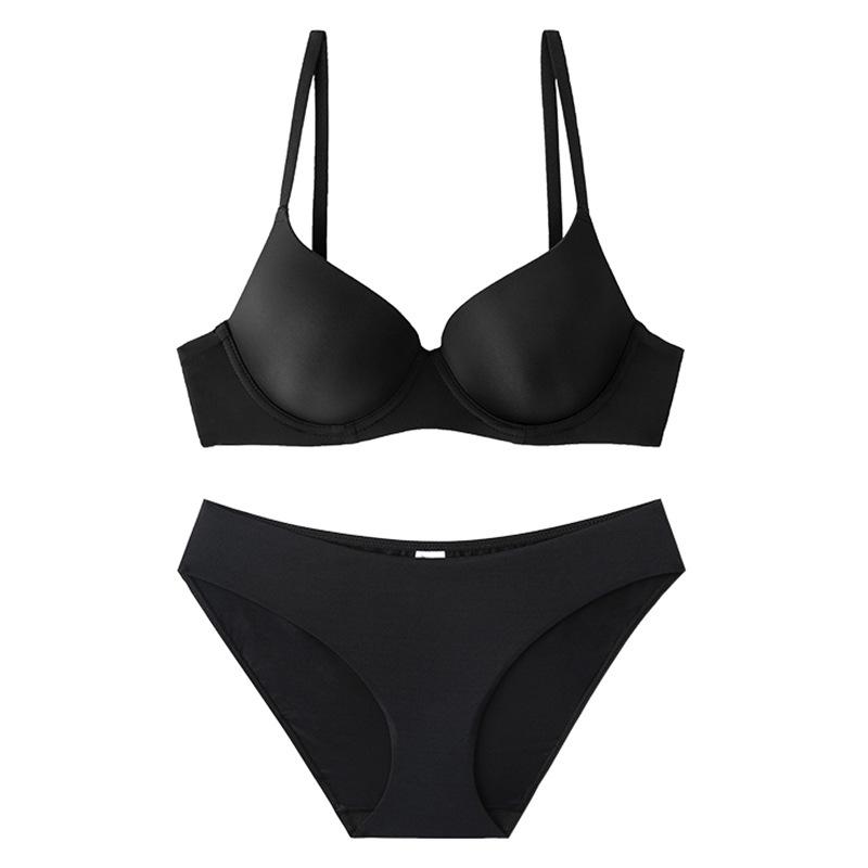 

European & American Hot-Selling Plus Size Seamless Underwire Bra Set for Women - Bust Minimizing, Soft & Smooth Push-Up Style 85C чорний