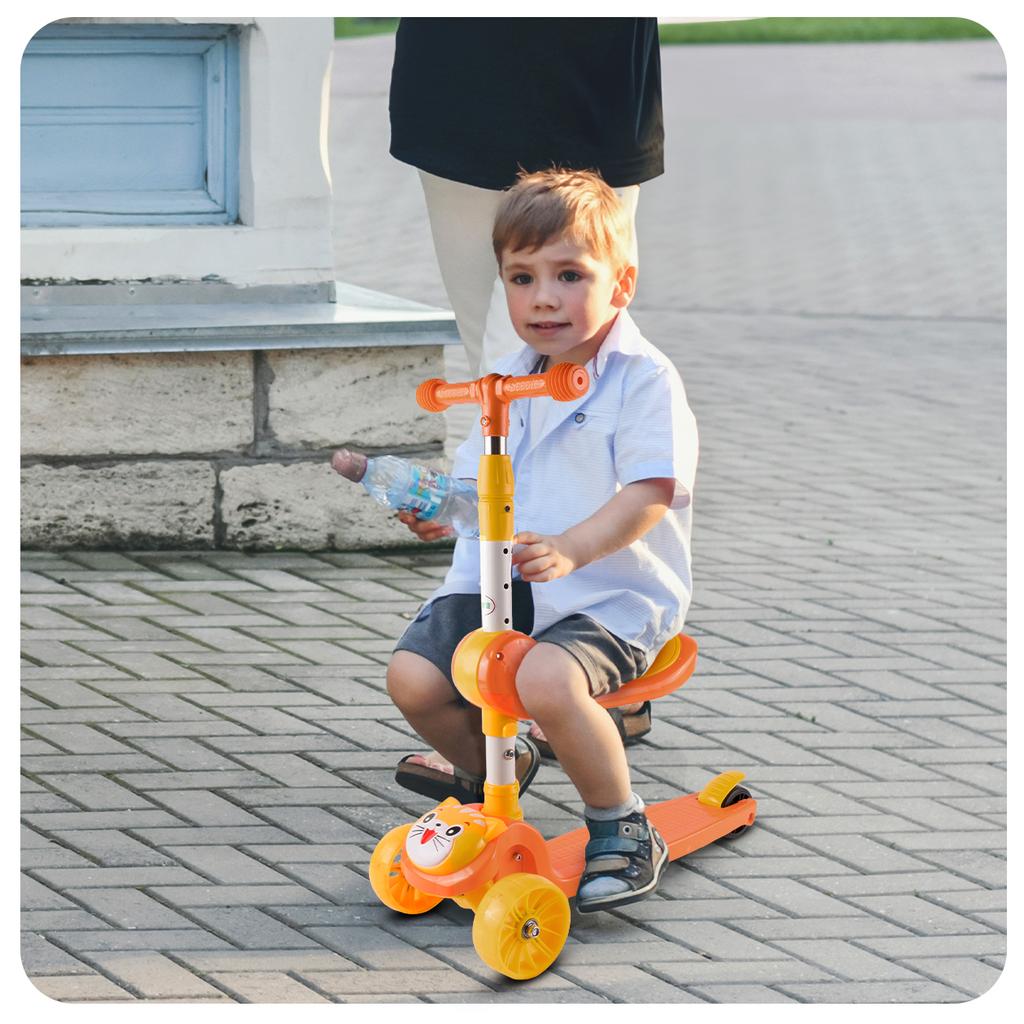 Kitten 2in1 Foldable Three-Wheeled LED Scooter with Seat