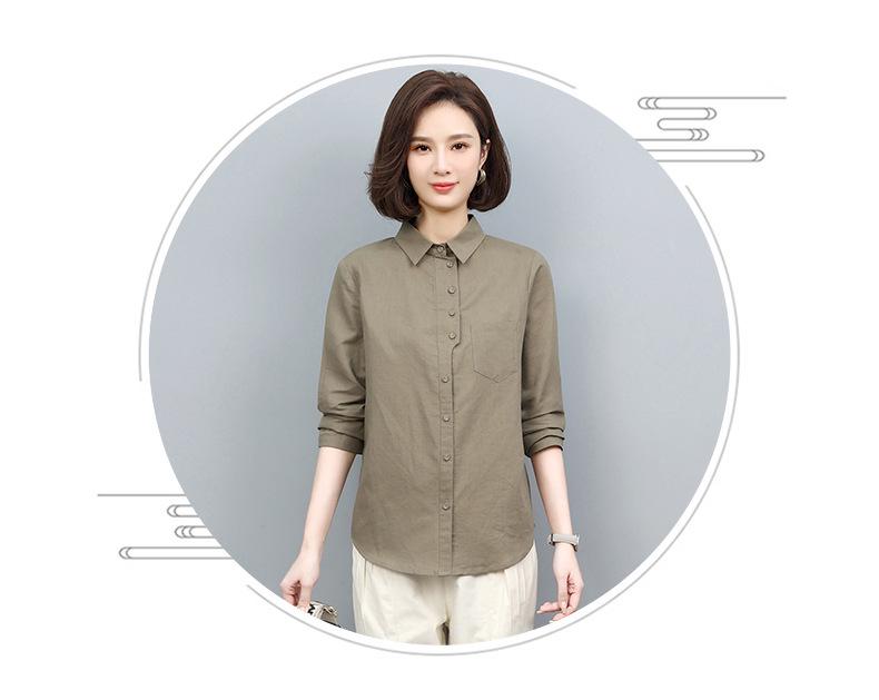 Casual Cotton Linen Long Sleeve Shirt for Women - 2024 Spring/Autumn Plus Size Fashion Loose Fit Top
