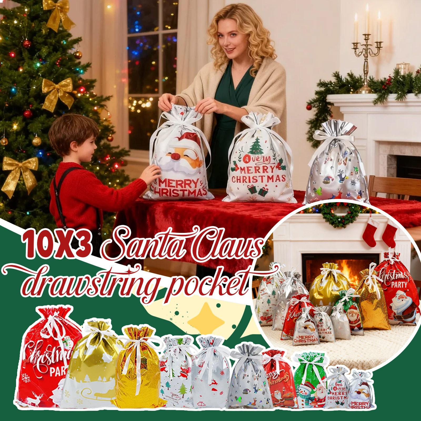 

Drawstring Christmas Gift Bags, New Foil Gift Bags, Decorative Gift For Holiday Celebrations, Portable Multicolor Gift Pouches For Kids One Size синий