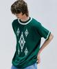 KND Navajo Pattern Loose Fit Ringer Half Knit Peacock Green