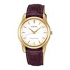[Seiko Klokke] SEIKO SELECTION SCXP032 Herre-/Unisex-klokke Batteridrevet Kvarts Kassemål 35 mm Lærrem Hvit Urskive Gulllakkert Rustfritt Stål