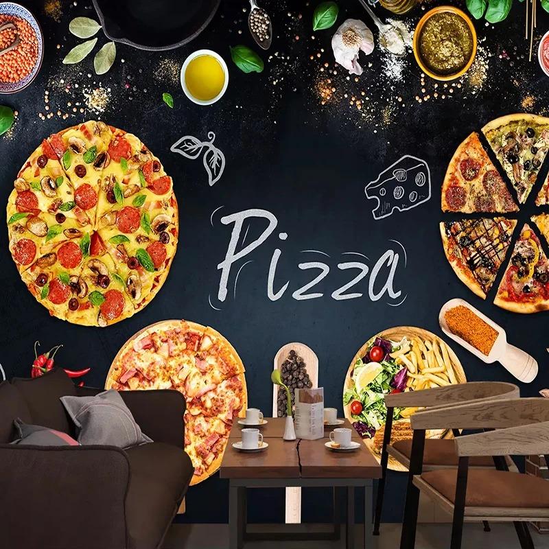 Wall Art Cartoon Fast Food Pizza Ingredients Murals Posters Graffiti Restaurants Coffee Shops Photos Wallpapers 3D