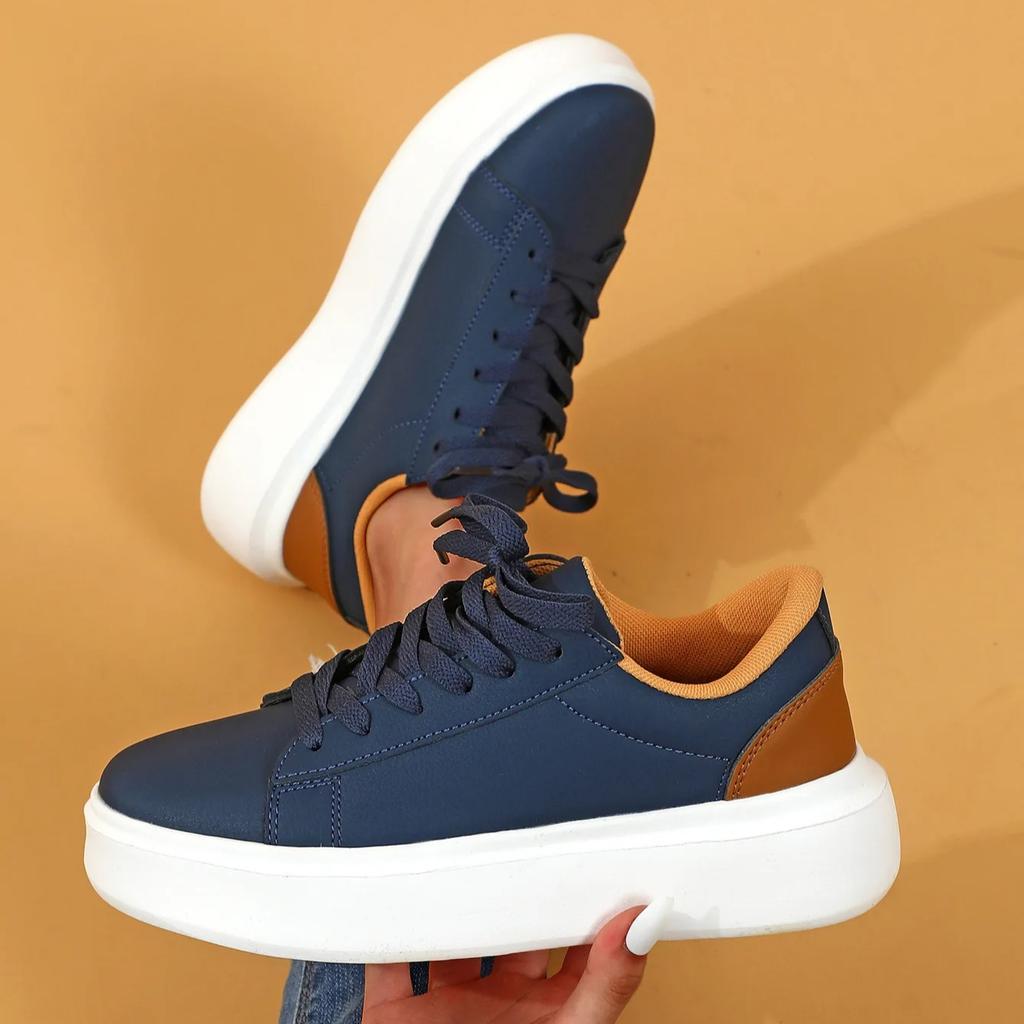 Retro Chunky Sneakers Women Fashion Platform Shoes Men Casual Sneakers Waterproof Walking Shoes PU Leather Outdoor Footwear