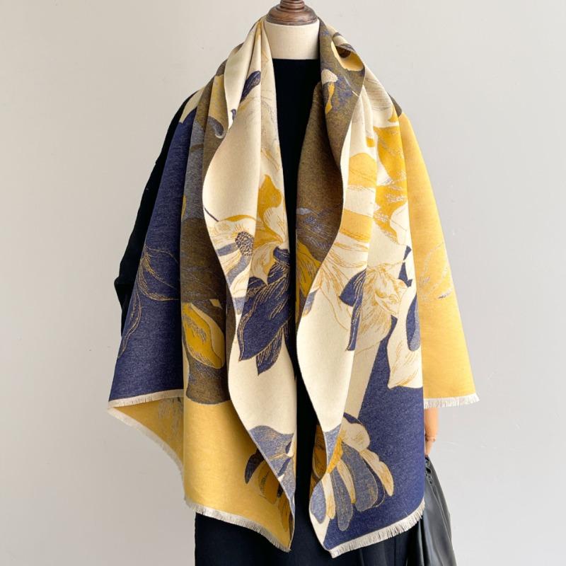 New Jacquard Premium Imitation Cashmere Scarf Women's Winter Double-sided Warm Scarf Versatile Thickened Shawl