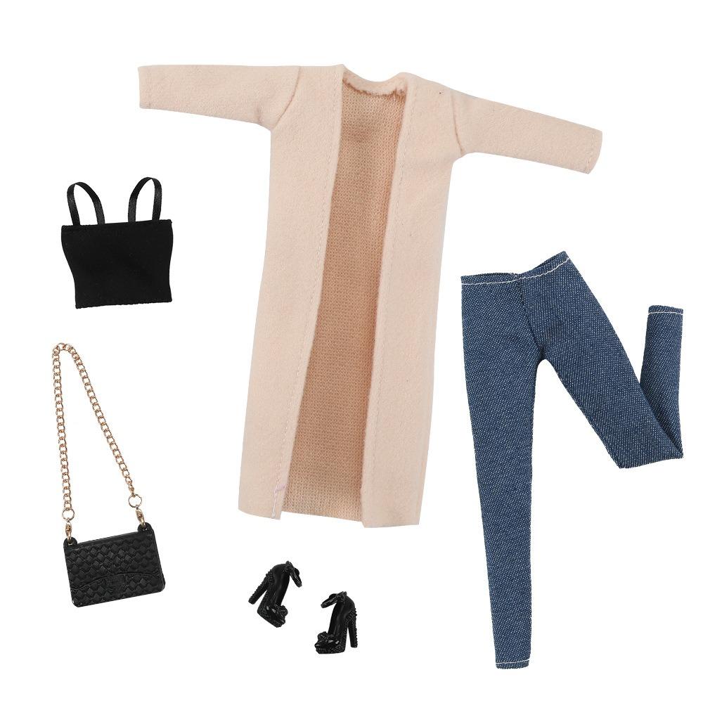 Gold Hair 30cm Supermodel Doll Clothes with Handbag High Heels England Style Dress Up