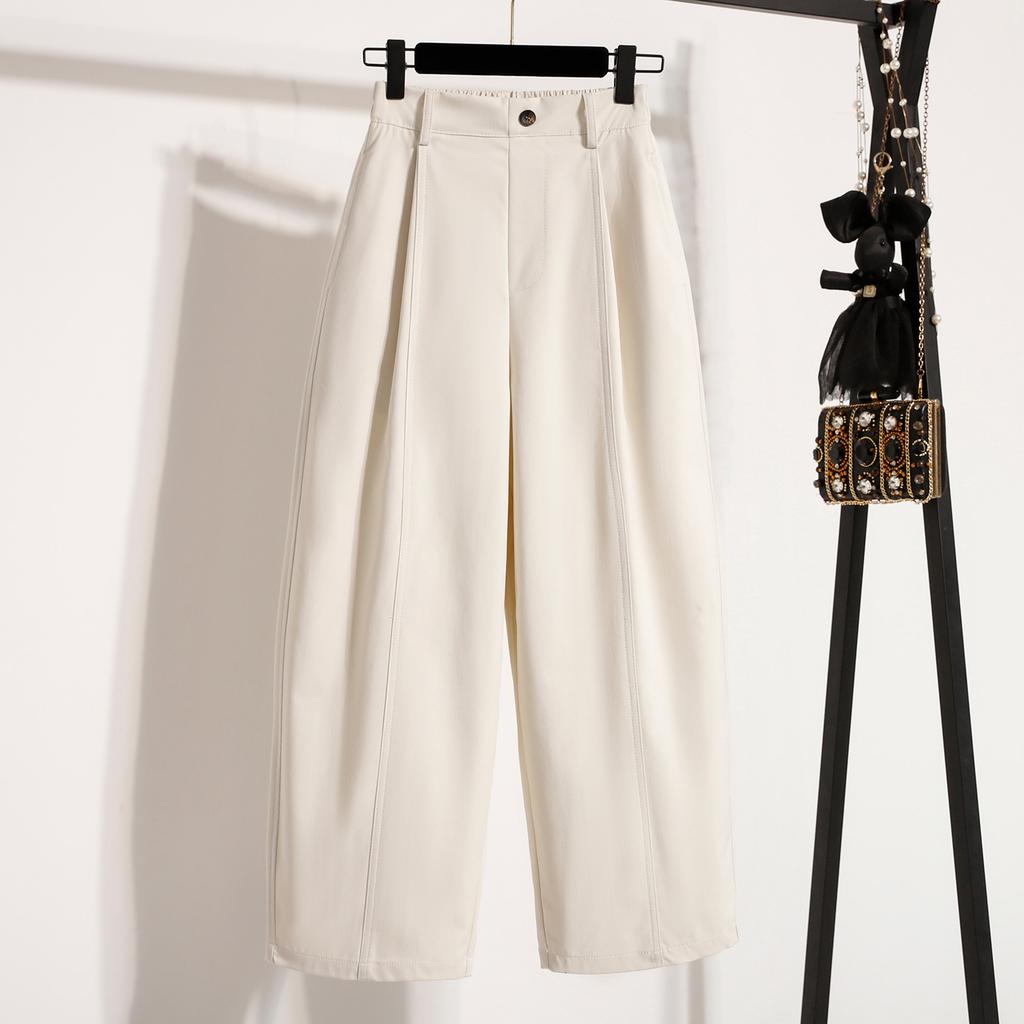 DIMANAF 2026 Plus Size Spring Summer Women Pants Elastic Waist Oversize Fashion Casual Long Pants Solid