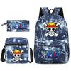 One Piece Large-capacity Student Backpack Three-piece Set 7526