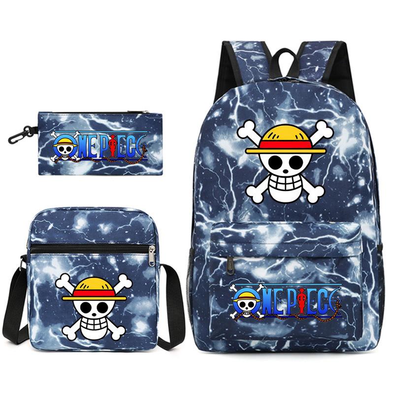 One Piece Large-capacity Student Backpack Three-piece Set 7526