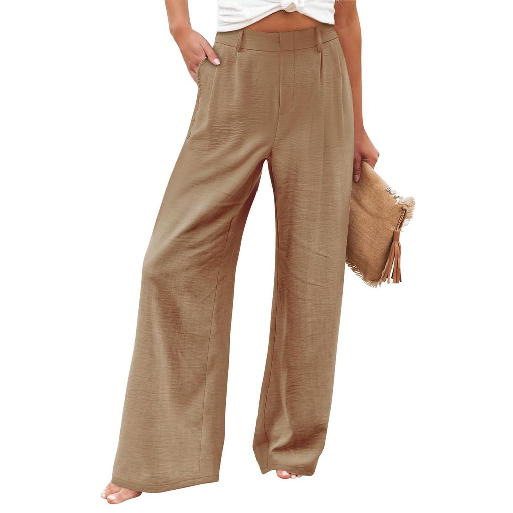 Women’s High Waist Wide Leg Pants Loose Fit Trousers with Pockets Relaxed Fit Straight Leg Design for Daily Wear
