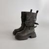 Retro versatile high-heeled leather boots texture thick-soled Martin boots women's autumn and winter British style small thick-heeled fashion boots