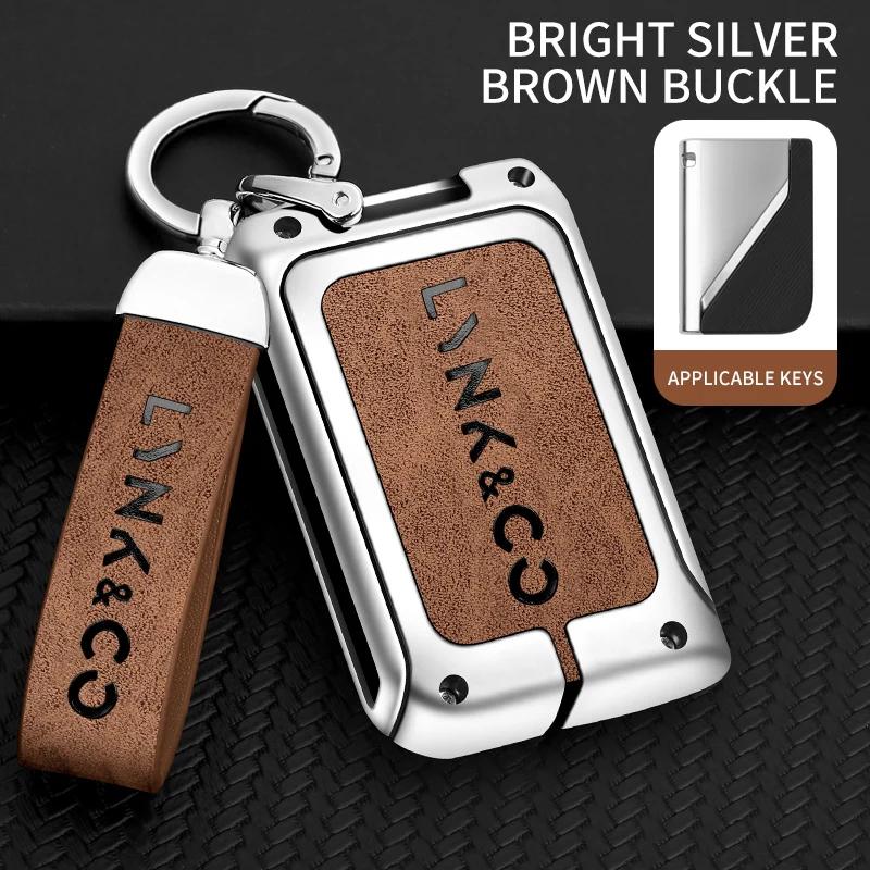 Zinc Alloy Car Remote Key Case Cover for Lynk&Co 01Phev 0105 Protection Keychain Keyless Set Bag Shell Interior Accessories