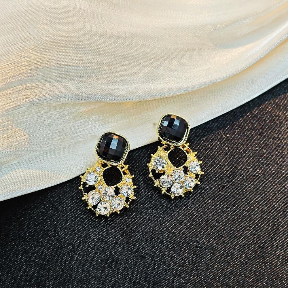 Elegant black water droplet fashionable earrings, luxurious pendant, fashionable jewelry accessories чёрный