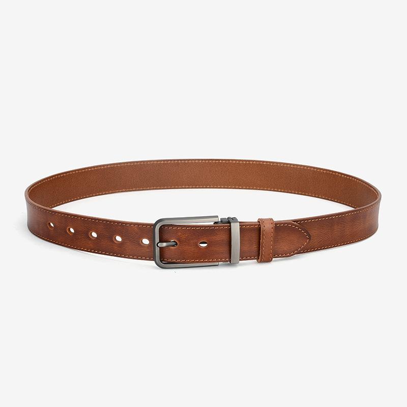 

Ремни для мужчин, высокое качество, 100% натуральная кожа, повседневные винтажные джинсы, мужские ковбойские брендовые пряжки, необычный ремешок TM112 125cm верблюд