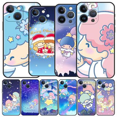 Funda Case For Apple iPhone 14 11 13 7 12 Pro 7 XR XS Max 8 Plus 6 14Pro 13Mini Black Soft Phone Coque LittleTwinStars Cute