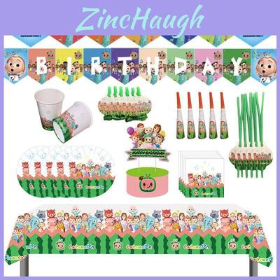 Colorful Cocomelon Party Supplies For Kids Birthday Celebrations With Plates And Banners