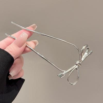 Minimalist Metal Style Bow Hairpin With High-end Hairstyle Embellishment Workplace Styling Art Exhibition Temperament Item