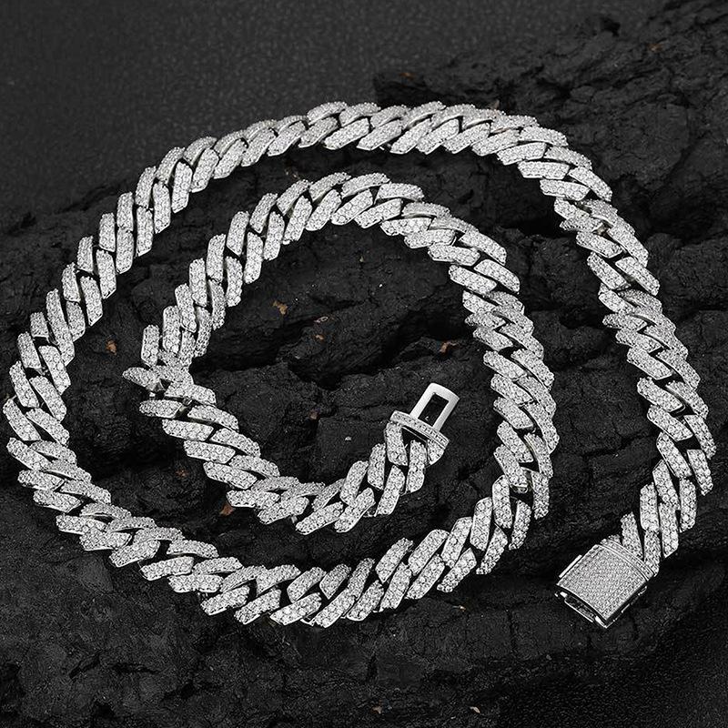 

Кубинская Цепь Хип-Хоп Мужское и Женское Ожерелье Европейское и Американское Горячая Распродажа Алмазная Двухрядная Циркониевая Цепь Застежка-Флап Аксессуары 16inch (40.6cm)