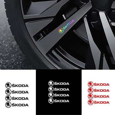 4Pcs Car Accessories PVC Emblem Car Body Side Door Wheel Rims Stickers For Yeti Fabia Octavia 3 2 A5 A7 Kodiaq Karoq Rapid