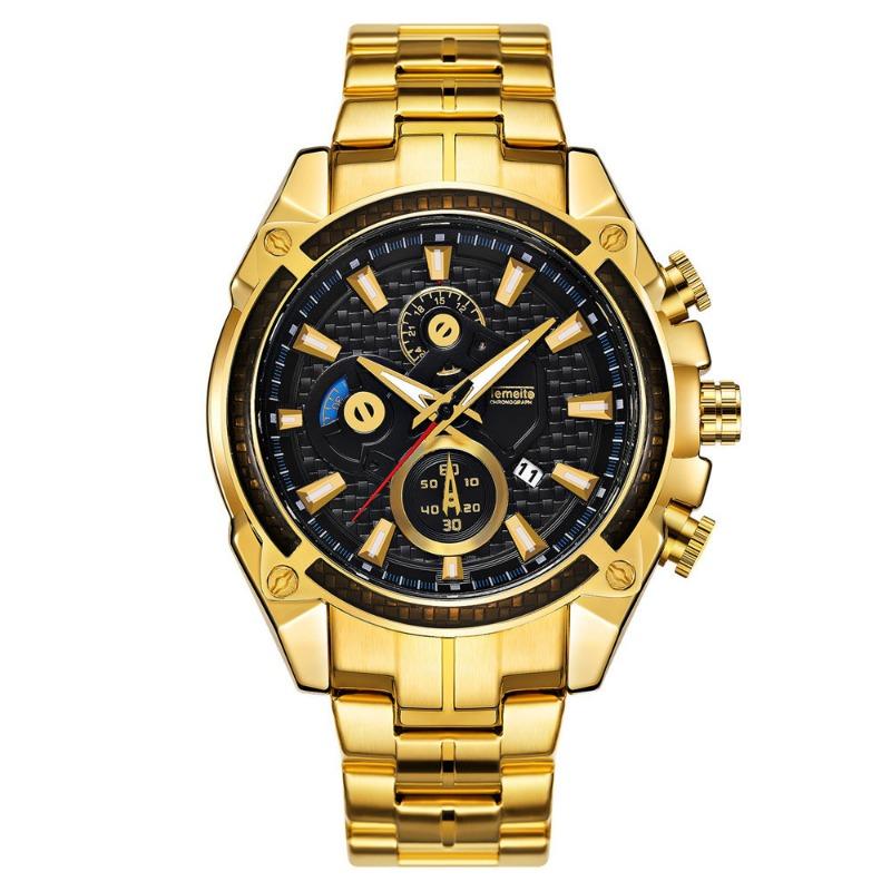 Top Brand Watch Quartz Large Dial Luminous Watch Men's Stainless Steel Strap Calendar Quartz Glass Mirror Chronograph Watch
