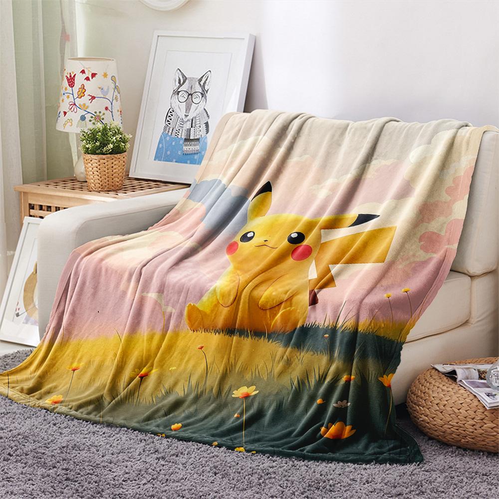 Sky Pikachu  Print Flannel Blanket, High quality Comfortable for All Seasons, Home Decor, Warmth and Comfort