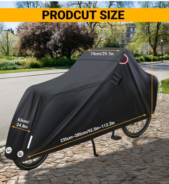 Heavy Duty 420D Oxford Cloth Rainproof Tricycle and Motorcycle Cover 210D Oxford Cloth чёрный