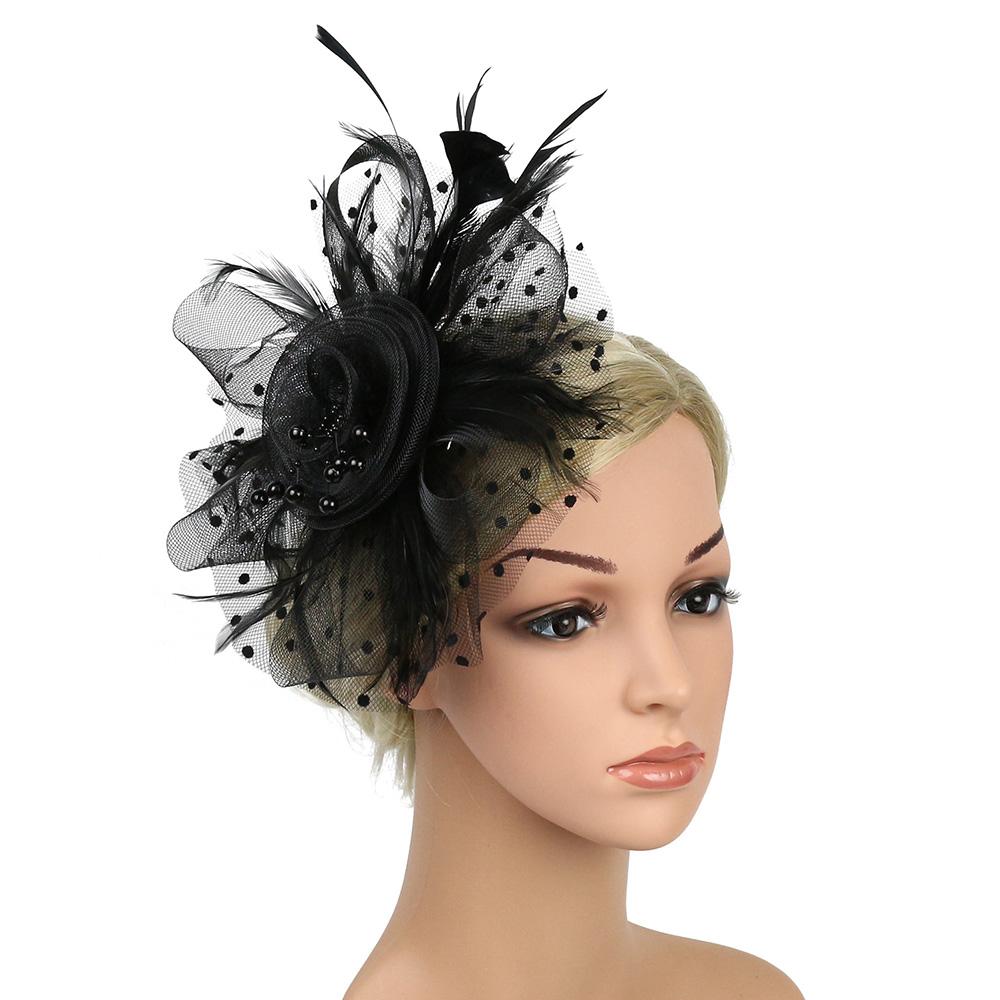 Wedding Fascinator Hat Mesh Flower Tea Party Headband Vintage Alice Headband Clip  for Women Girls