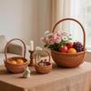 Handwoven Rattan Flower Basket: Ideal for Camping, Picnics, Storage, and Floral Arrangements