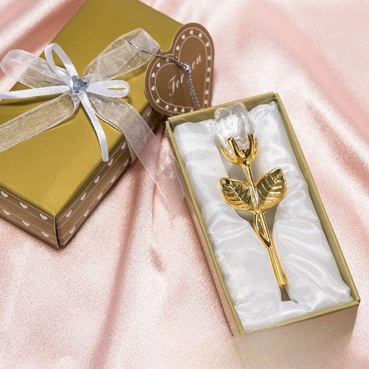 1pc Glass Rose Mini Crystal Flower Artificial Flowers Room Ornament Office Desktop Decoration Wedding Party Valentine's Day Gift